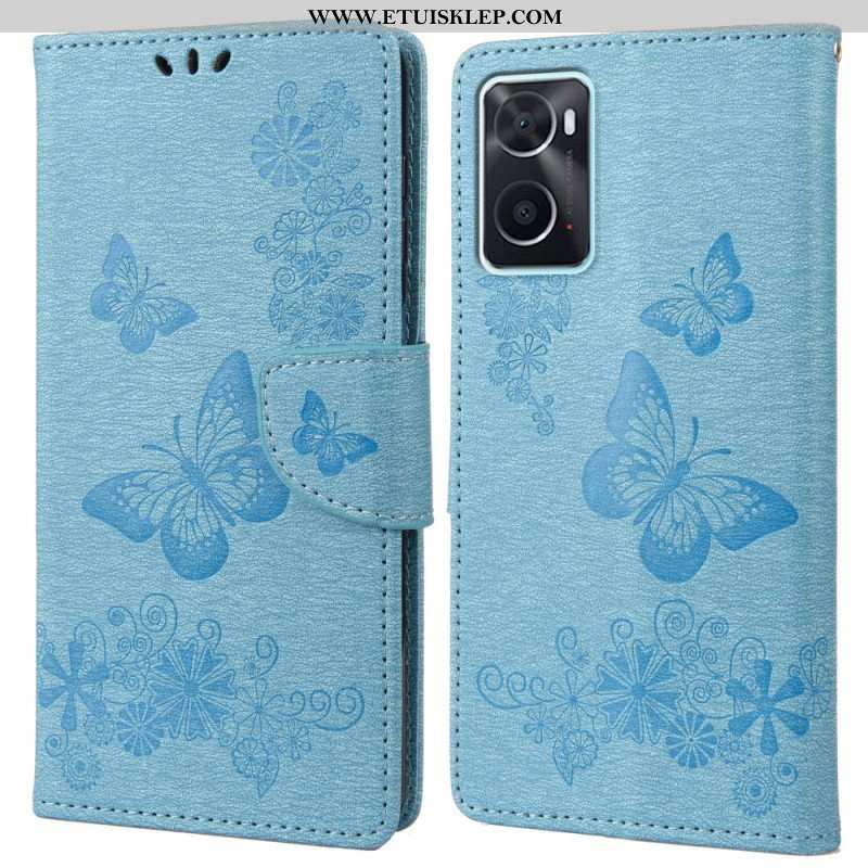 Etui Folio do Realme 9i z Łańcuch Wspaniałe Motyle Na Pasku